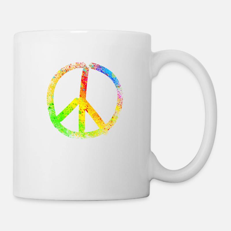 peace sign rainbow 02 - Mug - white