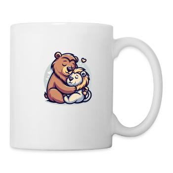 Cuddling Bear And Lion In Love - Mug - white - Right