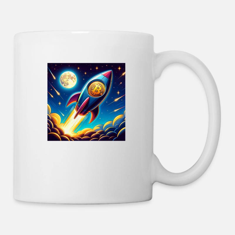 Bitcoin Moon rocket 1 - Tasse - Weiß