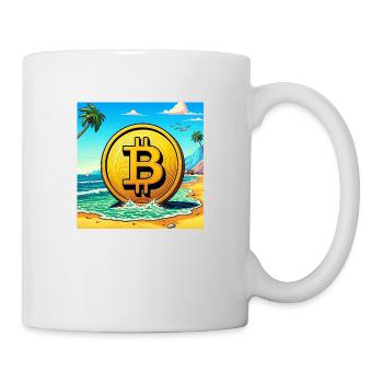 Bitcoin am Strand. - Tasse - Weiß - Rechts