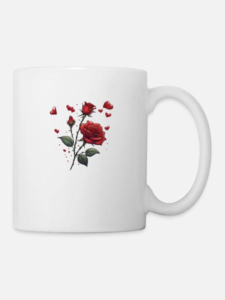 Eine herzliche rote Rose für den Valentinstag - Tasse - Weiß