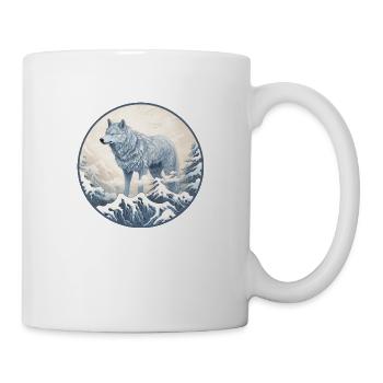 Blue Japanese Wolf and Snow - Mug - white - Right
