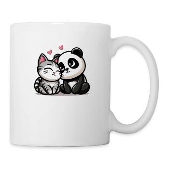 Cuddling Cat And Panda In Love - Tasse - Weiß - Rechts