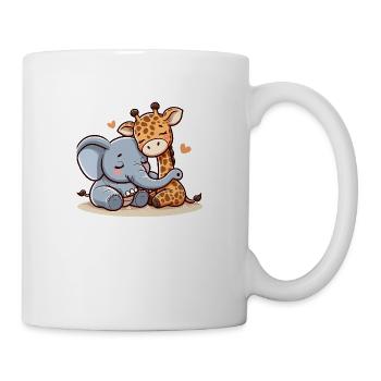 Cuddling Elephant And Giraffe In Love - Tasse - Weiß - Rechts