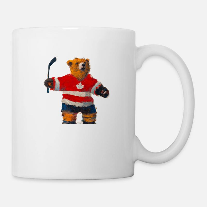 Hockey bear red - Tasse - Weiß