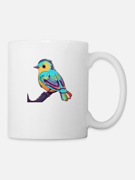 Bunter Piepmatz - Tasse - Weiß