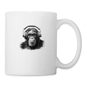 Schimpanse mit Kopfhörern - Tasse - Weiß - Rechts