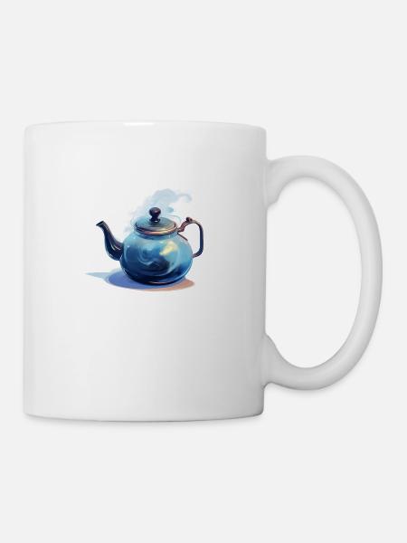 Winterliche Teekanne - Tasse - Weiß