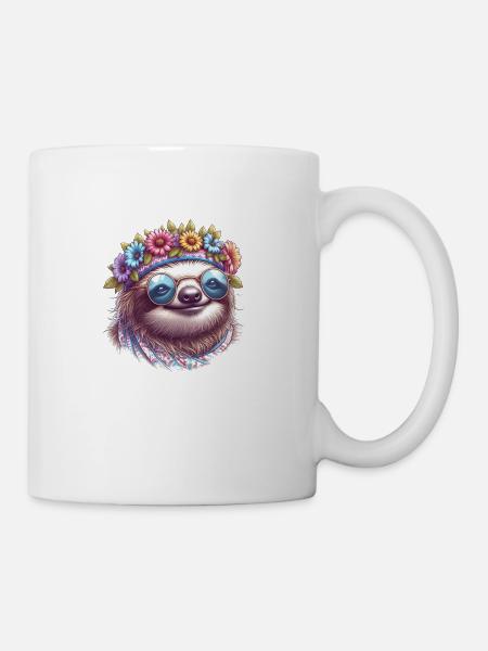 Faultier Hippie - Tasse - Weiß