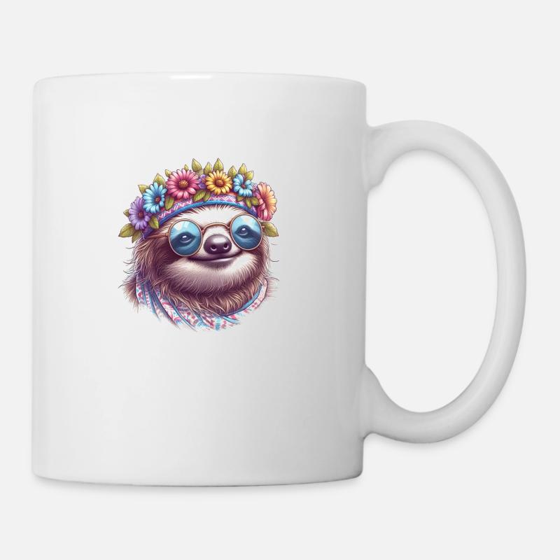 Faultier Hippie - Tasse - Weiß