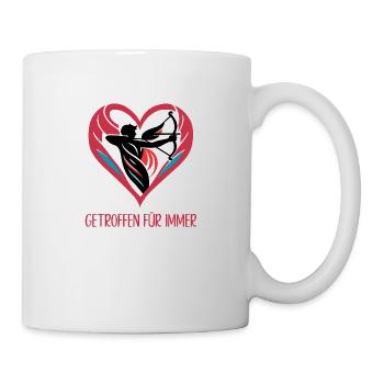 Valentinstag - Spruch Getroffen für immer - Tasse - Weiß - Rechts