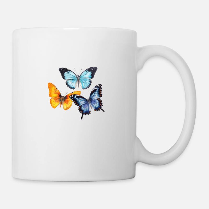 Colorful Butterflies - Mug - white