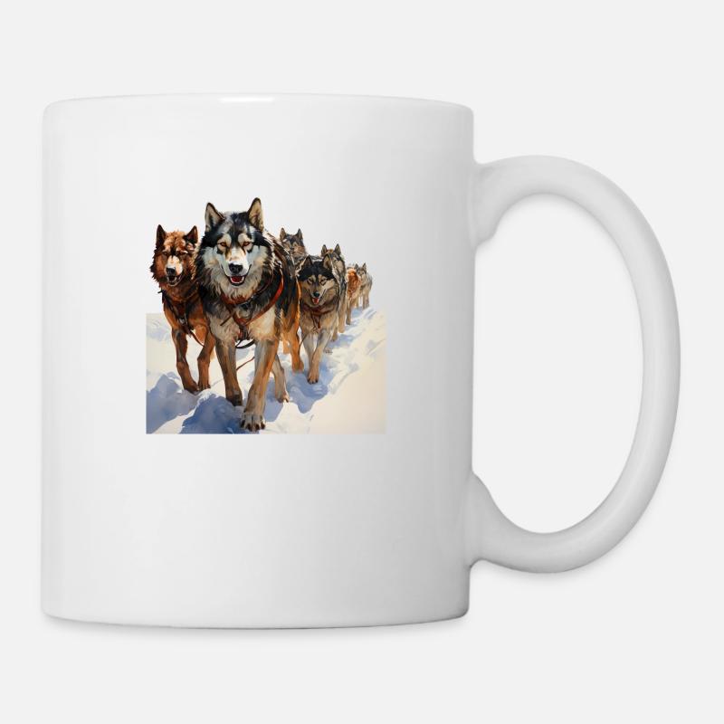 Sled dogs are sociable animals - Mug - white