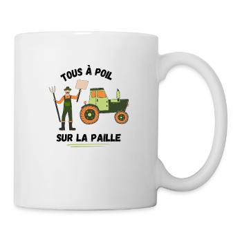 All naked on straw - supports farmers - Mug - white - Right