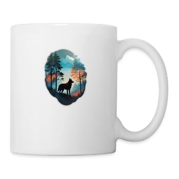 Nordic wolf full of forest - Mug - white - Right