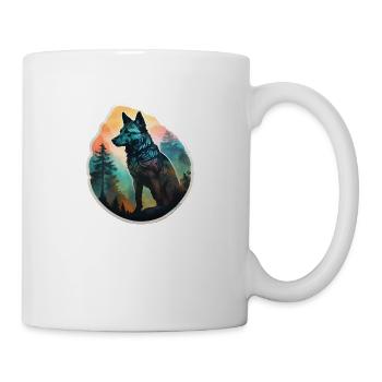 Nordic wolf full of forest - Mug - white - Right