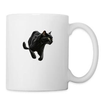 Schwarzer Panther , Schwarze Katze, Katzenbild - Tasse - Weiß - Rechts