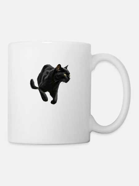 Schwarzer Panther , Schwarze Katze, Katzenbild - Tasse - Weiß