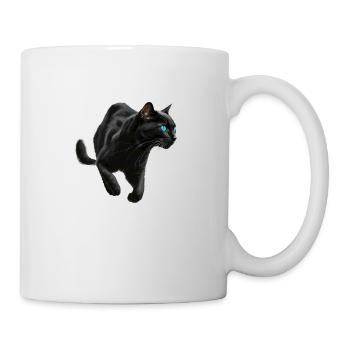 Schwarzer Panther , Schwarze Katze, Katzenbild - Tasse - Weiß - Rechts