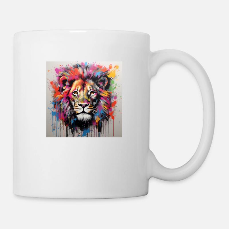 Löwenkopf Design, Spraywork - Tasse - Weiß
