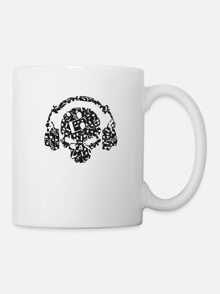 Musikalischer Notenschädel - Tasse - Weiß