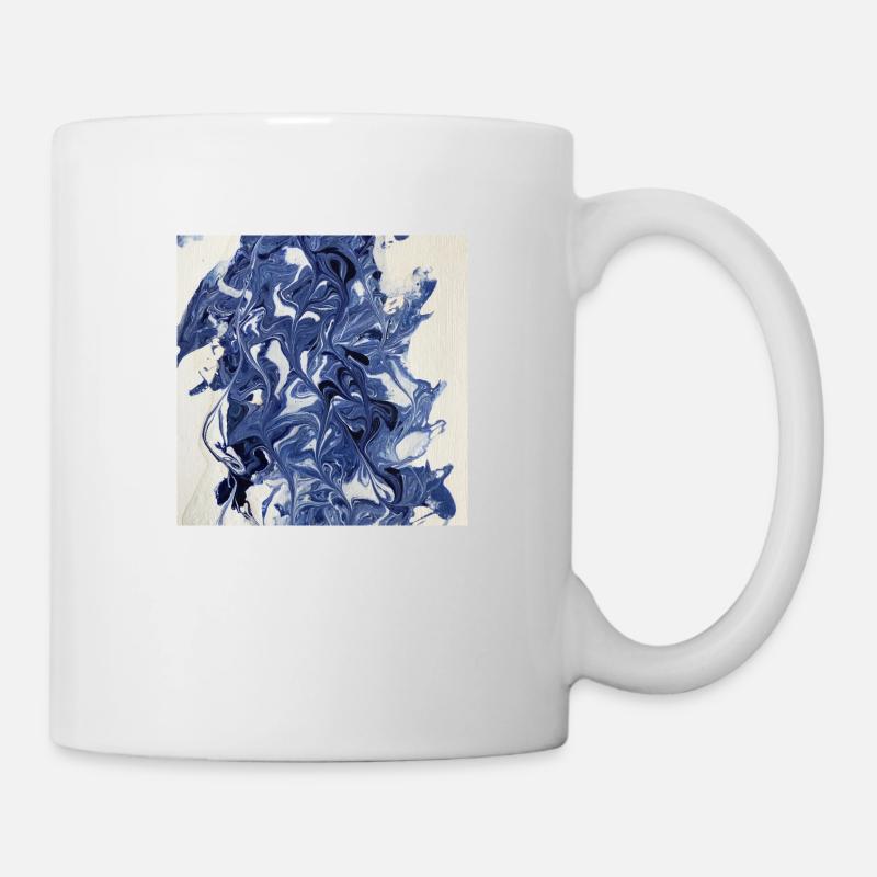Abstrakt Blau Weiß - Tasse - Weiß