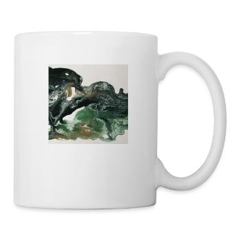 Abstrakte Acrylkunst grün - Tasse - Weiß - Rechts
