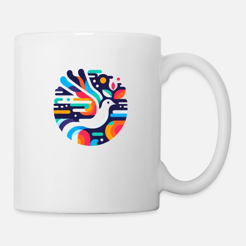 Vibrant Peace Dove Emblem - Mug - white