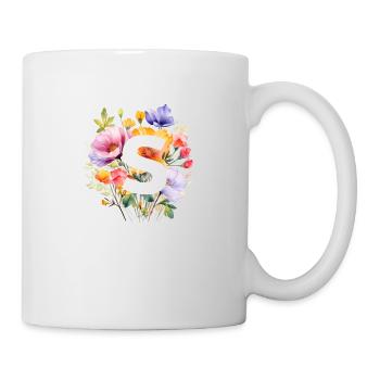 S Monogram, Colorful Bouquet - Mug - white - Right