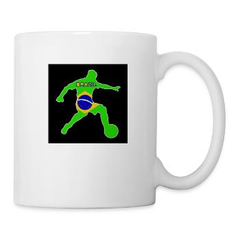 Footballeur brésilien avec le drapeau du Brésil - Mug blanc - blanc - Droite