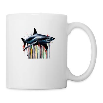 Art de la peinture de requin coloré - Mug blanc - blanc - Droite