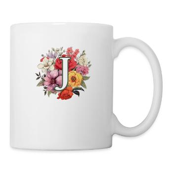 J Bouquet de monogramme - Mug blanc - blanc - Droite