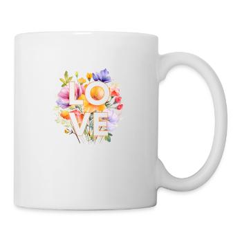 LOVE-BLUMEN-DESIGN, personalisierbar - Tasse - Weiß - Rechts