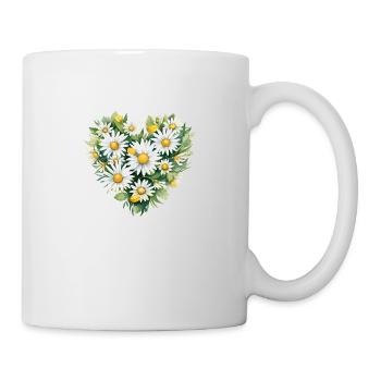 Gänseblümchen-Herz - Tasse - Weiß - Rechts