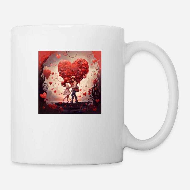 Valentinstag, Romantisch, Liebe - Tasse - Weiß