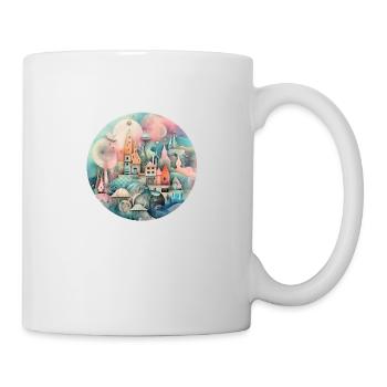Collage eines skurrilen Dorfes - Tasse - Weiß - Rechts