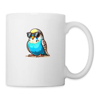 Wellensittich mit Sonnenbrille - Tasse - Weiß - Rechts