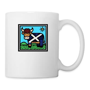 Schottische Hochlandkuh - Pop Art - Tasse - Weiß - Rechts
