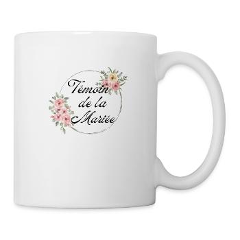 Trauzeuge der Braut mit rosa Blumen - passendes T-Shirt - Tasse - Weiß - Rechts