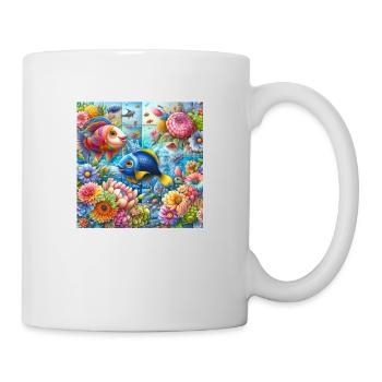 Happy fish the flowers of the seas - Mug - white - Right