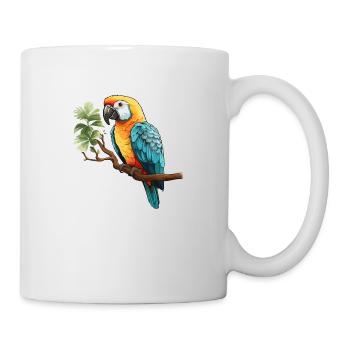 Ara Papagei in Gelb-Orange Blau-Türkis - Tasse - Weiß - Rechts