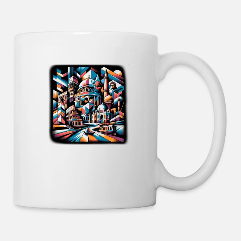 Ville de rêve cubiste - Mug blanc - blanc