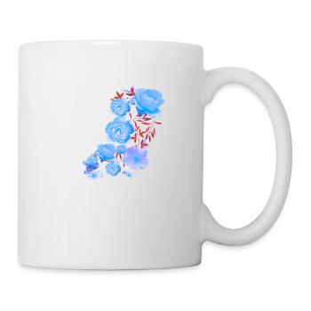 Blaue Rosen, Rosen, blaue Rose, Blumen - Tasse - Weiß - Rechts