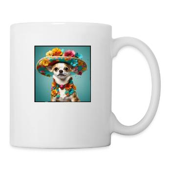 Chihuahua, fleurs et chapeau mexicain - Mug blanc - blanc - Droite