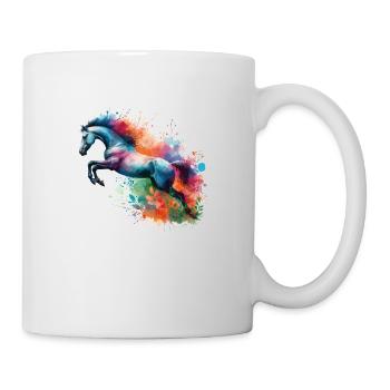 Springpferd Silhouette aquarell - Tasse - Weiß - Rechts