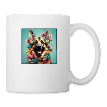 German shepherd, flowers - Mug - white - Right