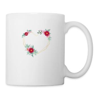 Brauttrauzeuge geblümtes Herz - passendes T-Shirt - Tasse - Weiß - Rechts