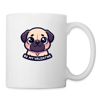 Süßer Mops Be my Valentine Valentinstag Geschenk - Tasse - Weiß - Rechts