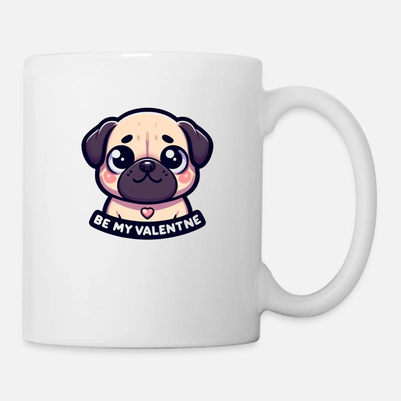 Süßer Mops Be my Valentine Valentinstag Geschenk - Tasse - Weiß