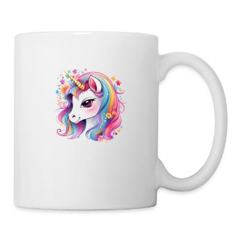 Belle licorne heureuse aux couleurs vives - Mug blanc - blanc - Droite